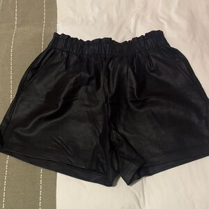 Athleta Black Faux Leather Shorts